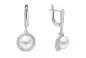 Preview: Eleganter Perlenohrring hängend weißer rund 9-9.5 mm, Zirkonia,Sich.verschluss 925er Silber, Gaura Pearls, Estland
